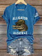 Women's Alligator Alcatraz Funny Florida Everglades Dark Humor Print T-Shirt