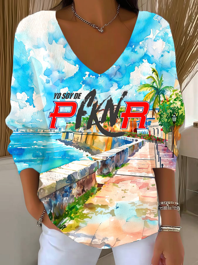 Puerto Rico Singer Pfknr Printed Long Sleeve Top