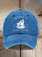 Retro Quints Shark Fishing Print Baseball Cap