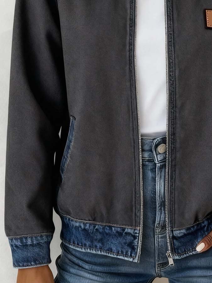 Women'S Casual Contrast Color Stitching Jacket