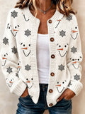 🔥🔥2nd 50% Off 🔥🔥Women's Casual Snowman-Print Knit Cardigan