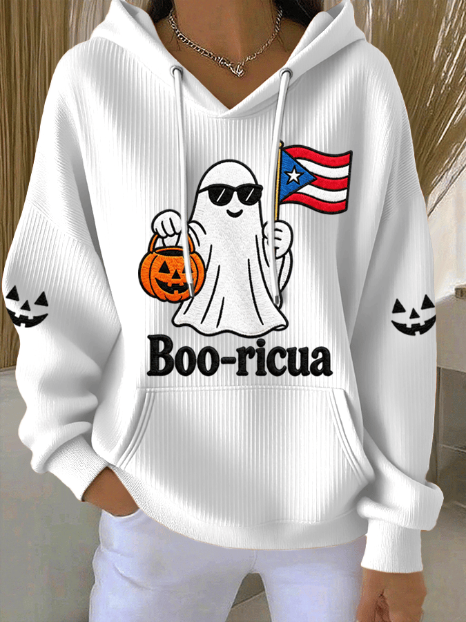Women's "Halloween in Puerto Rico" Print Knit Hoodie