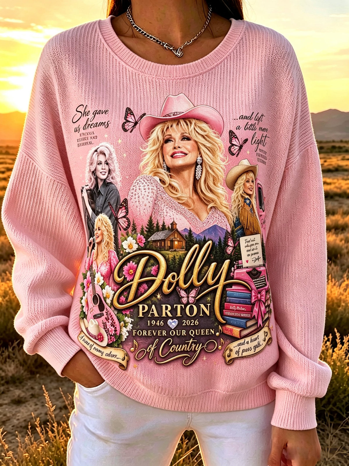 Women's Artistic Casual Art Printed Long-Sleeved Knit Top