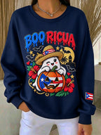 Women's Halloween In Puerto Rico Printed Long-Sleeve Sweatshirt