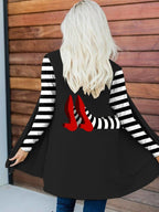 Women's Halloween Striped Patchwork Long Sleeve Cardigan