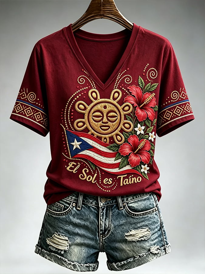 Women's Puerto Rico Art Printed Top