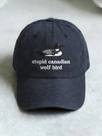 Unisex casual Stupid Canadian wolf bird washed cotton hat