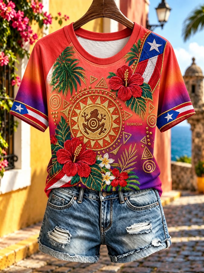 Women's Puerto Rican Art Print Top