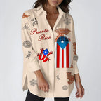 Women's Puerto Rican Print Casual Shirt