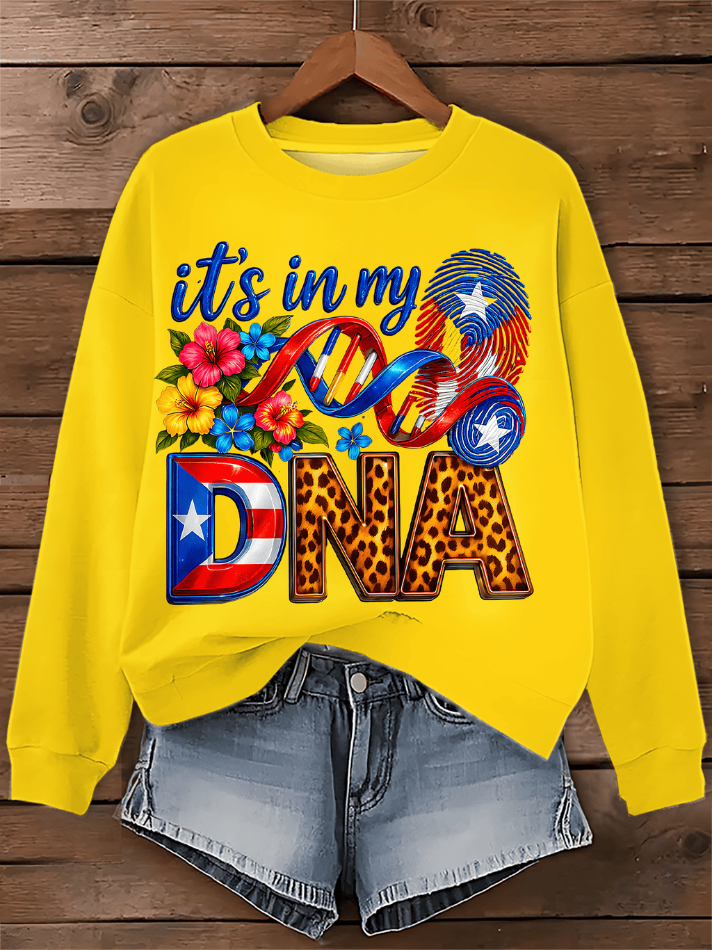 Puerto RIco Flower Boricua Decorate Printed Sweatshirt