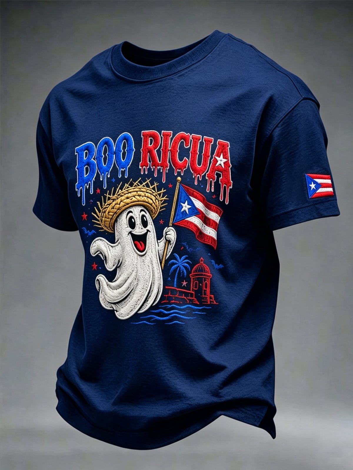 Men's Puerto Rico Halloween Print Short-Sleeve T-Shirt