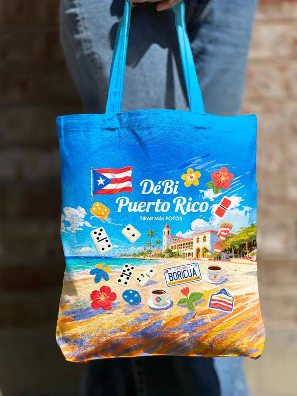 Puerto Rico Shoulder Zipper Canvas Bag