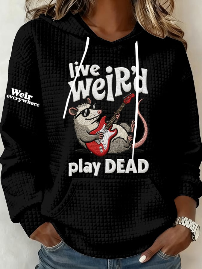 Women's Vintage Rock Tribute Print Hoodie