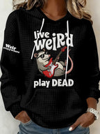Women's Vintage Rock Tribute Print Hoodie