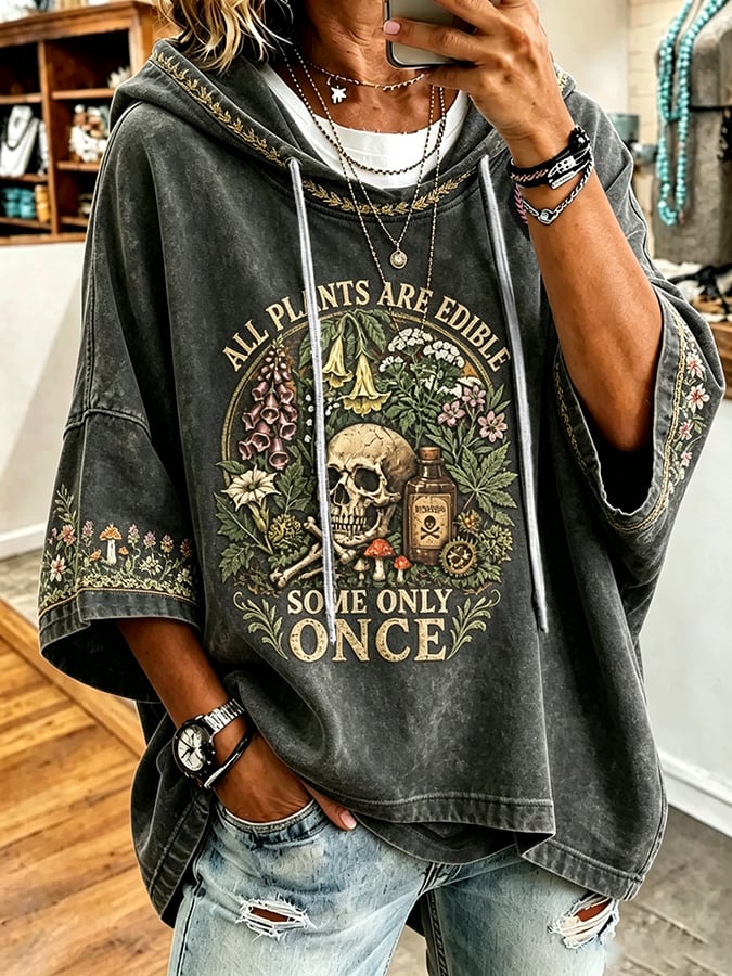 Women's  Retro Some Only Once Print Top