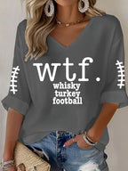 Women's Retro Whisky Turkey Football Print T-Shirt