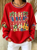Women's Puerto Rico Christmas Print Casual Top