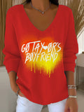 Women's Football Print Long Sleeve Top