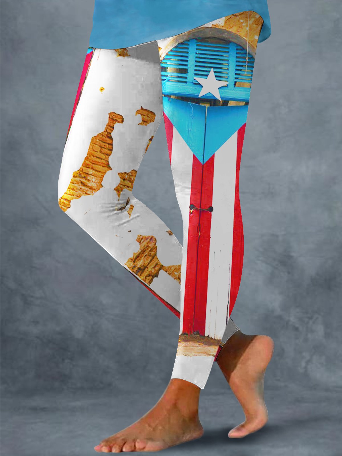 Puerto Rico Door Frame Colorful Bright Print Leggings