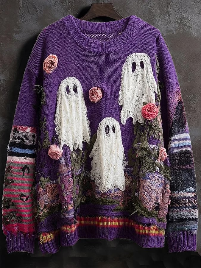 Women's Halloween Print Cozy Knit Sweater