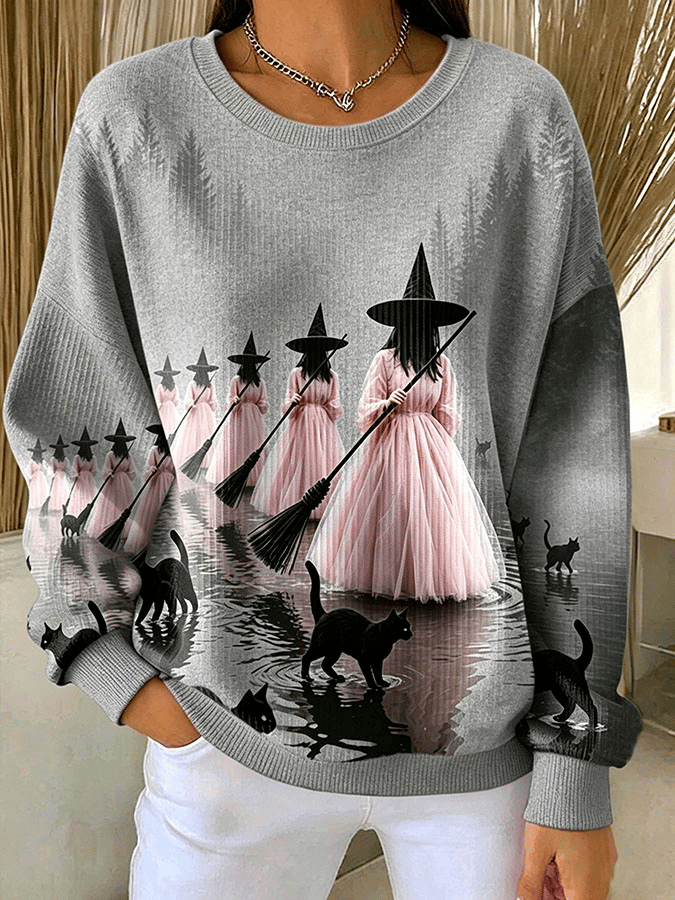 Women's Casual Print Long Sleeve Knit Top