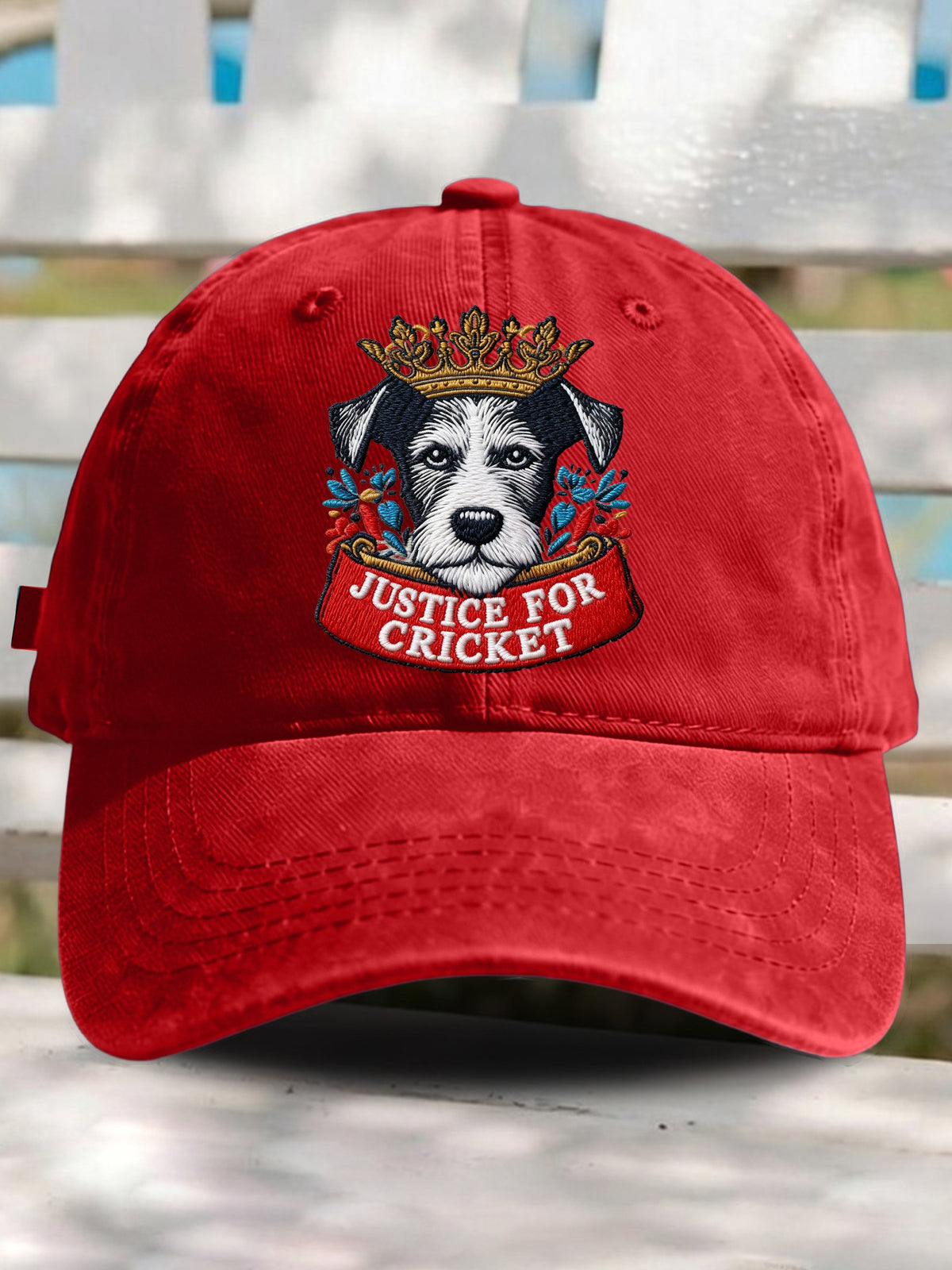 Retro Justice For Cricket Support Animal Protection Dog Lover Print Baseball Cap