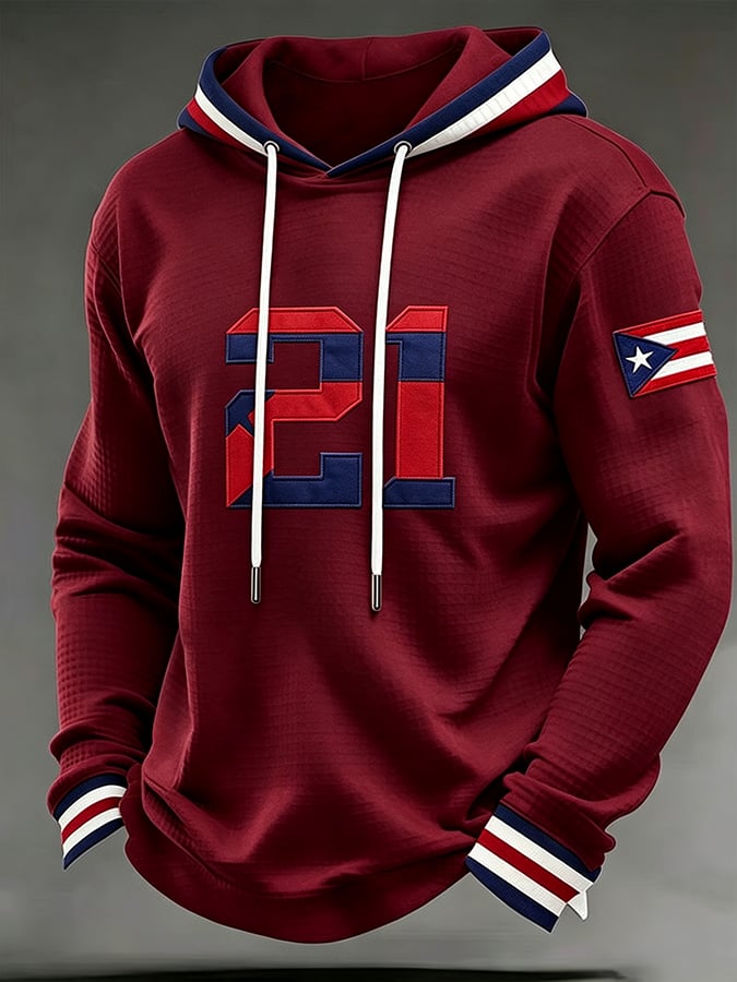Men's Puerto Rico Baseball Print Long-Sleeve T-Shirt
