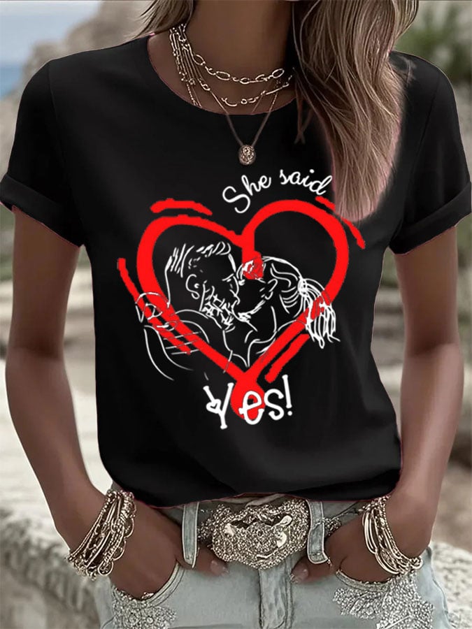 Women's Engaged Printed Casual T-Shirt