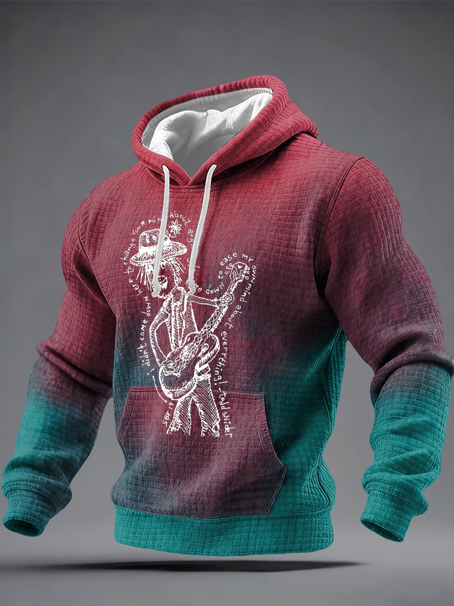 Men's Retro Football Printed Casual Hoodie