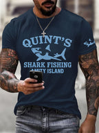 Men's Great White Shark Print Short Sleeve T-Shirt