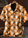 Men's Casual Halloween Pumpkin Bat Print Shirt