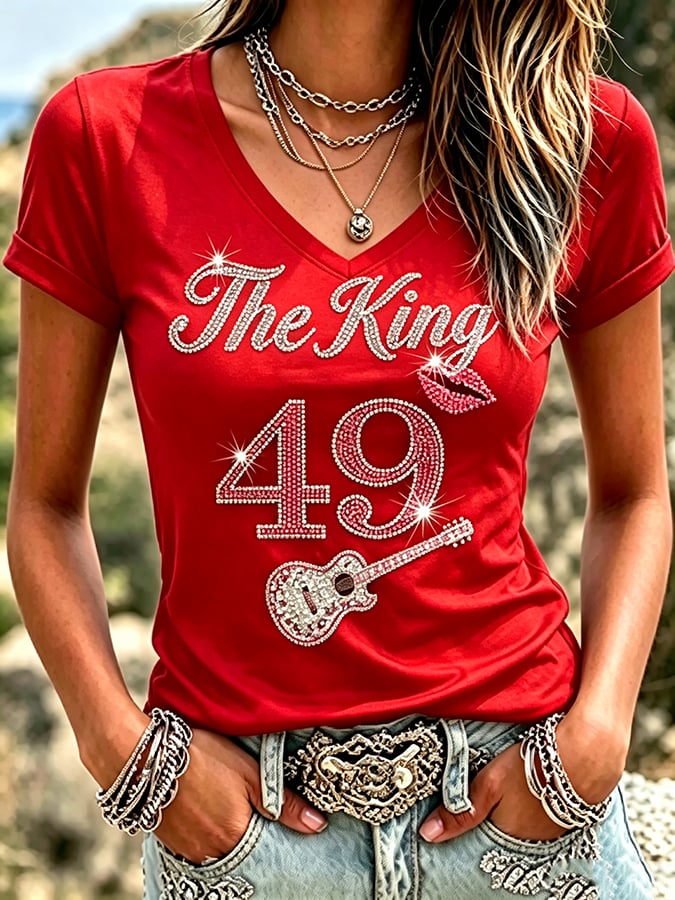 Women's 49th Anniversary Music Print T-shirt