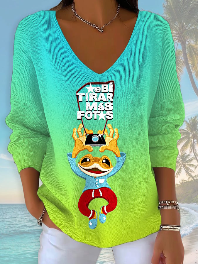 Puerto RIco Singer Boricua  Printed Long Sleeve Top
