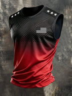Men's Retro Independence Day Patriot Crew Neck Tank Top