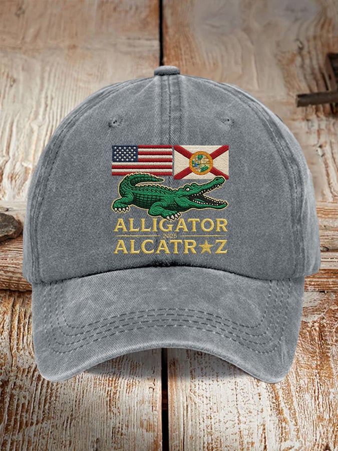 Alligator Alcatraz Funny Florida Everglades Dark Humor  Pride Baseball Cap