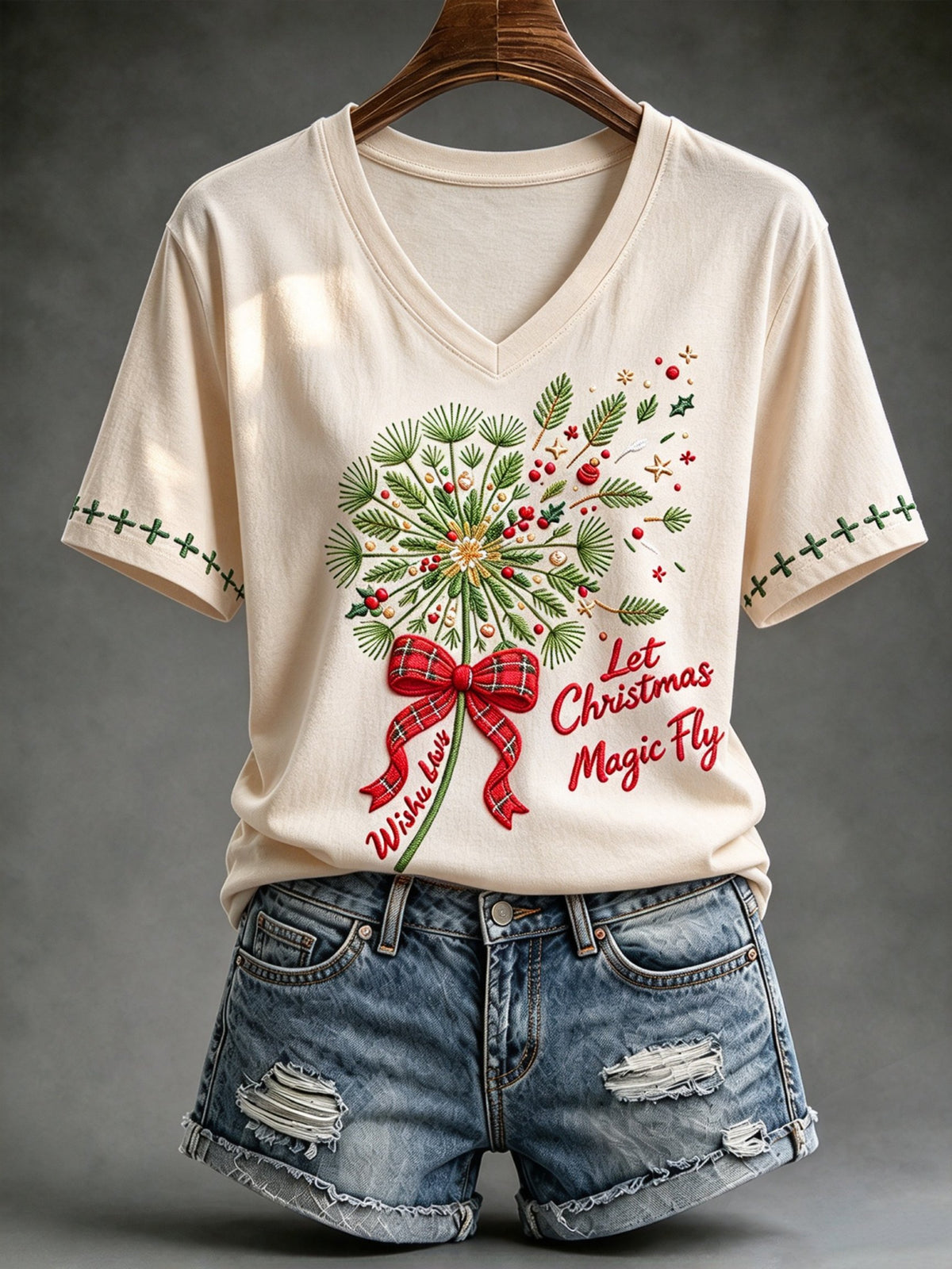 Women's Festive V-Neck Top