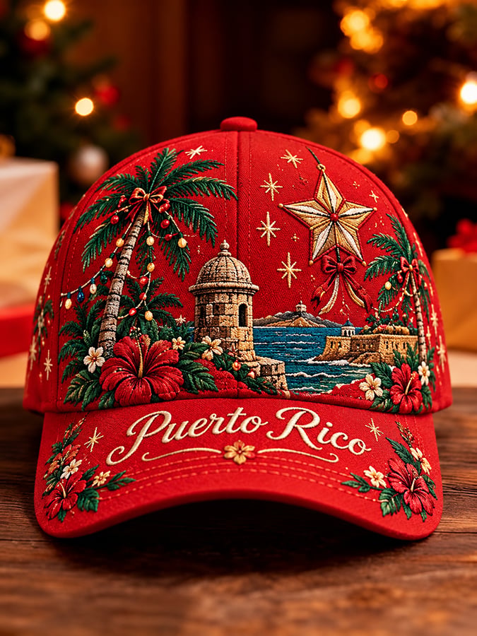 Unisex Puerto Rico Christmas Print Casual Hat