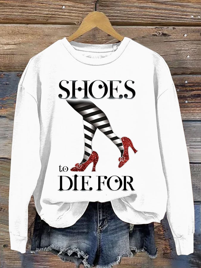 Women's Halloween Irresistible Shoes Print Casual T-Shirt
