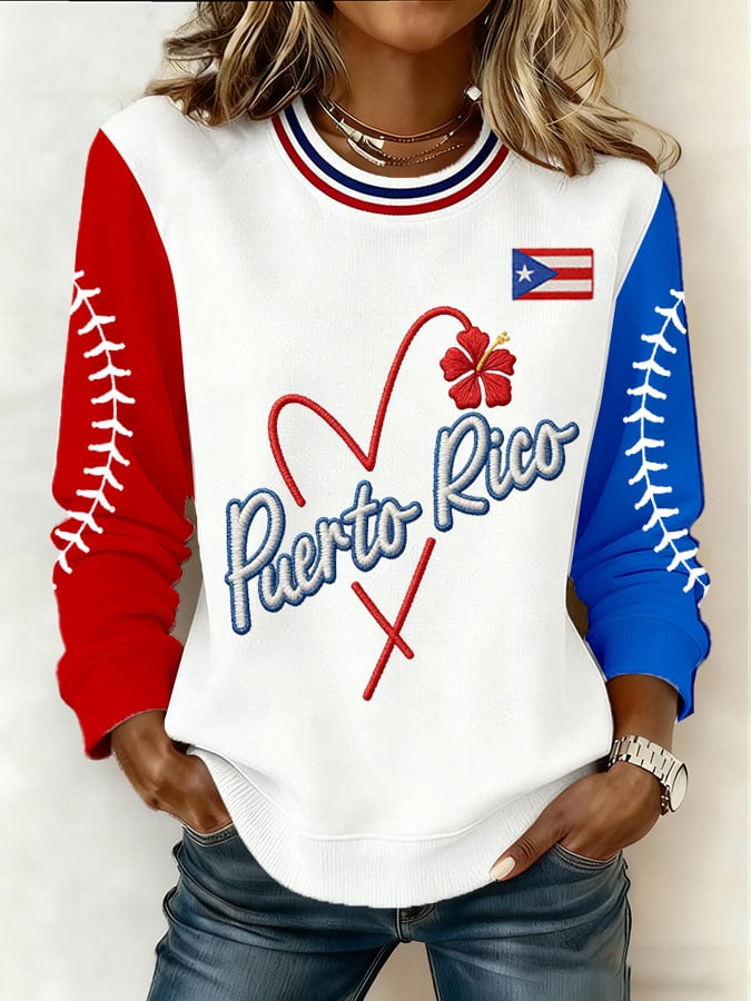 Women's Baseball Print Sweatshirt