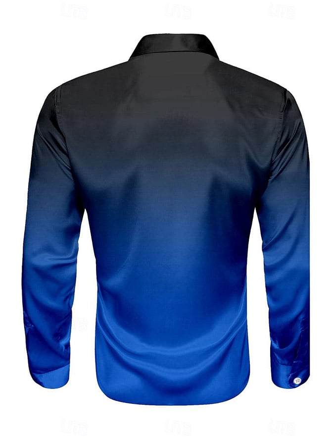 Men's Luxe Gradient Satin Long Sleeve Shirt