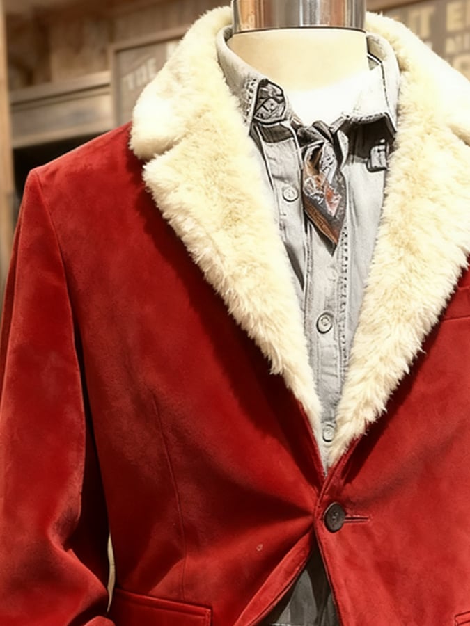 Men's Vintage Suede Christmas Plush Warm Jacket