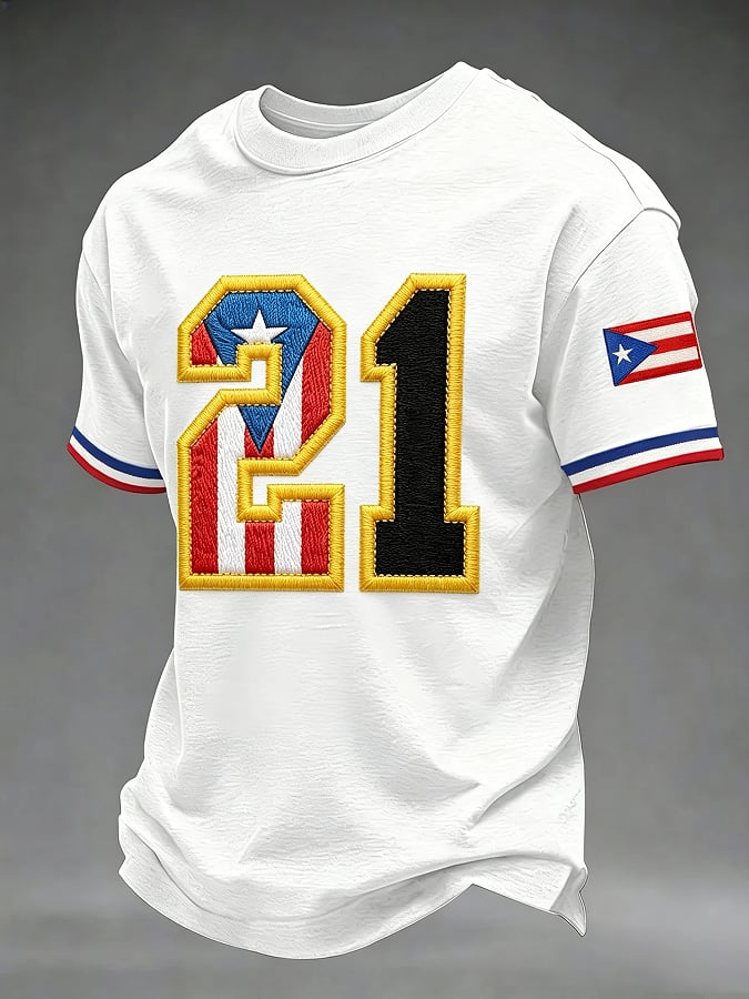 Men's Puerto Rico Baseball Print Short-Sleeve T-Shirt