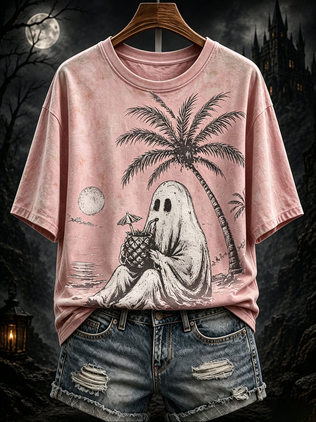 Women's Retro Distressed Summer Halloween Print Top