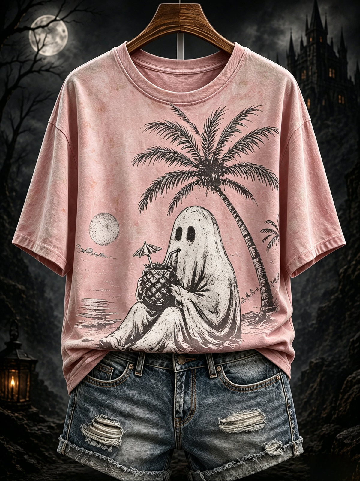 Women's Retro Distressed Summer Halloween Print Top