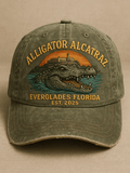 Vintage Alligator Alcatraz Everglades Florida Est 2025 Print Hat