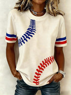 Women's Baseball Fan Print Casual T-Shirt