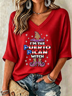 Women's Halloween In Puerto Rico Print Waffle-Knit Top