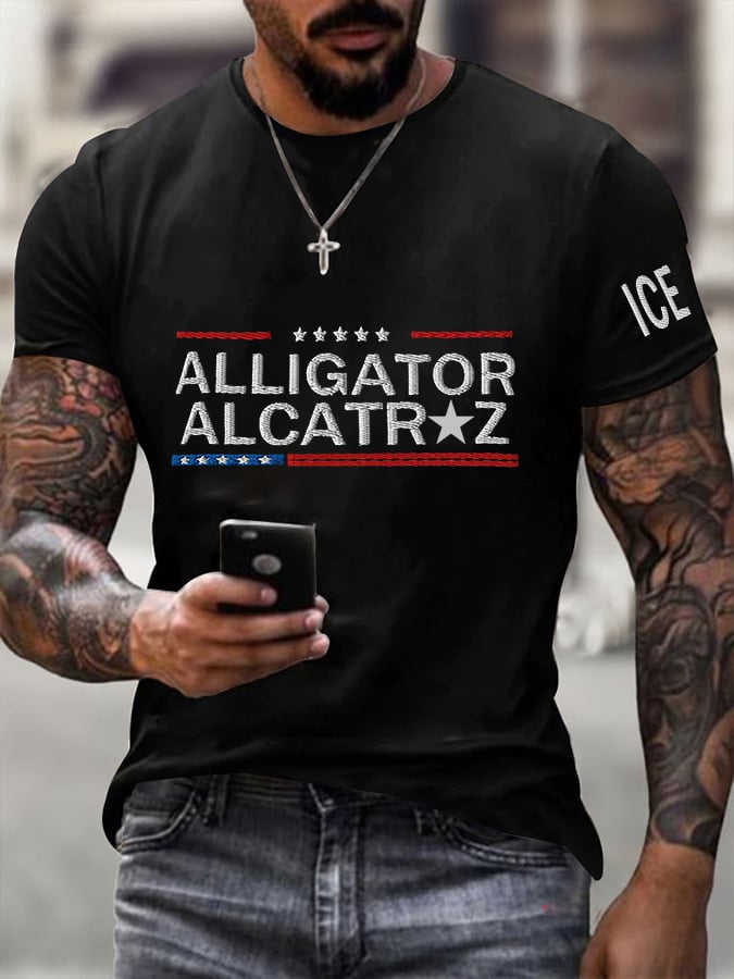 Men's Alligator Alcatraz Ice Print T-Shirt