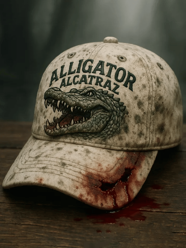 Vintage Alligator Alcatraz Fun Florida Everglades Art Casual Print Hat