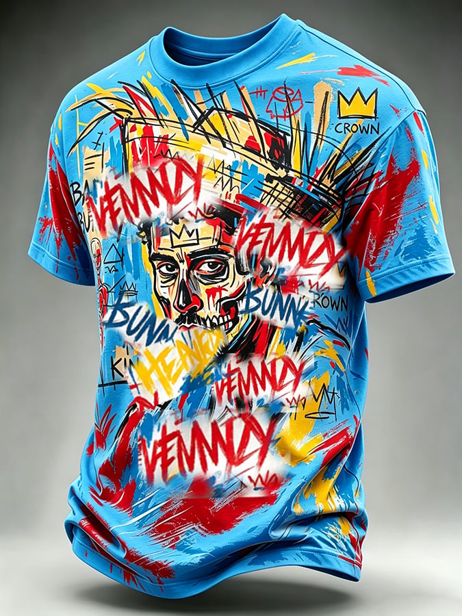 Man Creative Casual Print Short-Sleeve T-Shirt